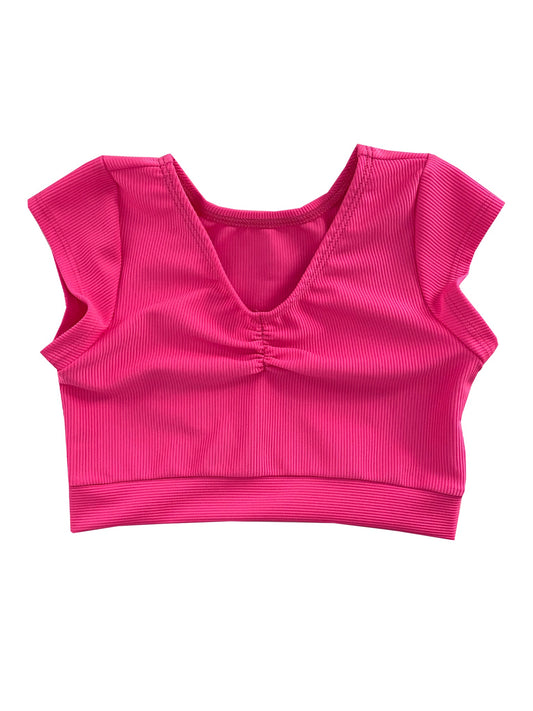 Pink Ribbed Crop Top - Whitney Deal